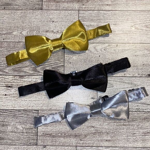 Youth Adjustable 4” Bow Tie Bundle, Metallic - Picture 4 of 11